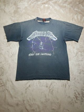 Vtg Brockum Metallica Ride The Lightning Single Stitch Usa T - Shirt (lrg)