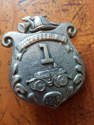 Vintage Antique Fire Department Elizabeth N.  J.  Badge 2218 2