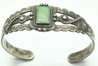 Southwestern Classic Pilot Turquoise Hand Engraved Sterling Silver Cuff Bracelet