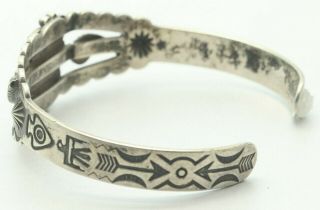 SOUTHWESTERN Classic Pilot Turquoise Hand Engraved Sterling Silver Cuff Bracelet 7