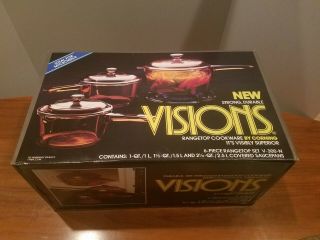 Vintage Visions Corning Rangetop Cookware 6 Piece Covered Saucepans