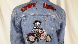 Betty Boop Denium Jacket Embellished Coat Women 