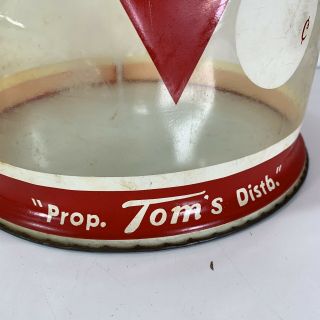 Vintage Tom ' s Cookies Container Metal Lid Store Display Advertising Plastic Jar 4