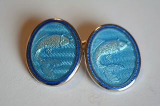 Tiffany & Co.  Vintage Sterling Silver And Vitreous Enamel Cufflinks