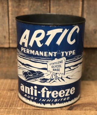Rare Vintage Artic Anti Freeze Gas Service 1 Gallon Not Oil Can Auto Car Graphic