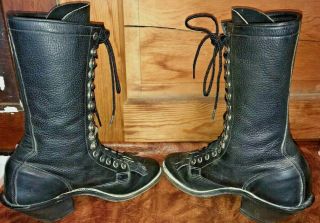 VTG OLATHE 8D Tall Packers boots black leather western cowboy/Riding Heel 3