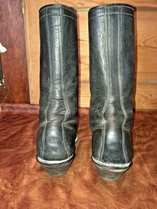 VTG OLATHE 8D Tall Packers boots black leather western cowboy/Riding Heel 4