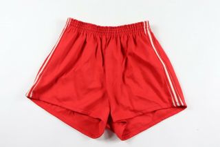 Vtg 70s Pele Mens Medium Striped 50/50 Athletic Running Soccer Shorts Red