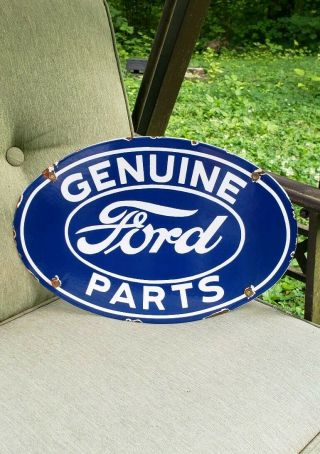 Ford Parts Oval Porcelain Sign Vintage Car Truck Tractor Dealer Mustang F100