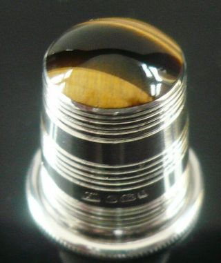 Immaculate Silver Thimble With Tigers Eye Stone,  Sheffield 1984,