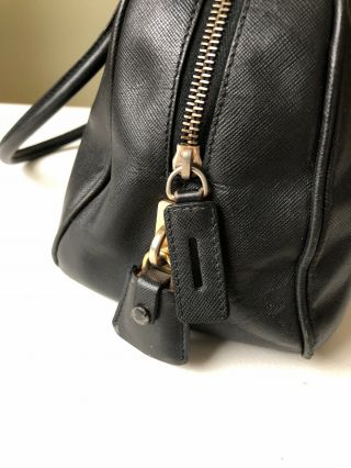 Authentic Vintage PRADA Small Hand Bag Black Nylon Leather Gold Metal with Lock 6