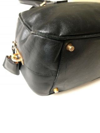 Authentic Vintage PRADA Small Hand Bag Black Nylon Leather Gold Metal with Lock 7