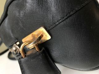 Authentic Vintage PRADA Small Hand Bag Black Nylon Leather Gold Metal with Lock 8