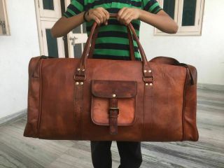 30 " Real Unisex Leather Travel Duffle Gym Vintage Luggage Overnight Weekend Bag