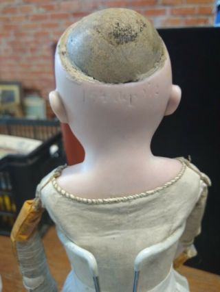 ANTIQUE BISQUE KESTNER DOLL 194,  KID LEATHER BODY,  PATE/PLASTER,  CORK 5