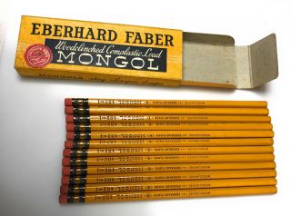 Box Of 12 Vintage Eberhard Faber Mongol No.  1 Pencils World War Ii Era Nos