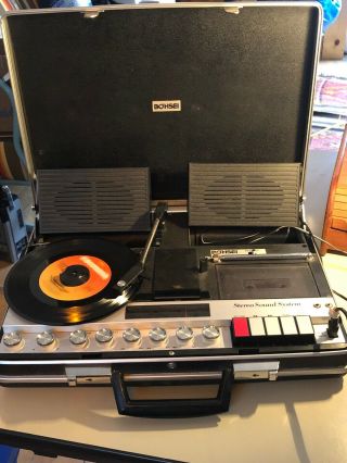 Vintage Portable Salesman Bohsei Stereo Sound System Model 6100 Briefcase