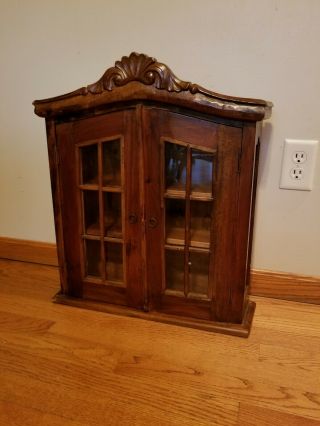 Vintage Wood Glass Doors - Solid Wall Mount Cabinet Shelf Display 24 " X20 " As - Is