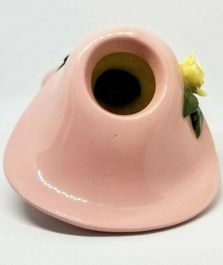 Vintage Lady Head Vase Pink With Yellow Flowers Black Hair Made in Japan 6