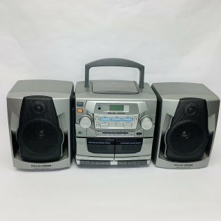 Vtg Philips Magnavox Az2755 Am/fm Cassette Cd Player Radio Boombox Double Decker