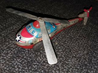 Vintage Friction Tin Litho Toy Helicopter Japan 6 "