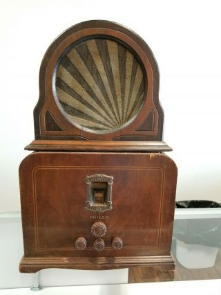 Philco Prototype Cathedral Radio Sunburst Grill Ultra Rare Antique