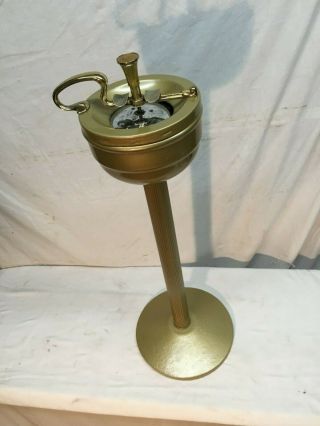 Vtg Pedestal Ashtray Mid Century Smoking Stand Gold Guild,  26in Tall
