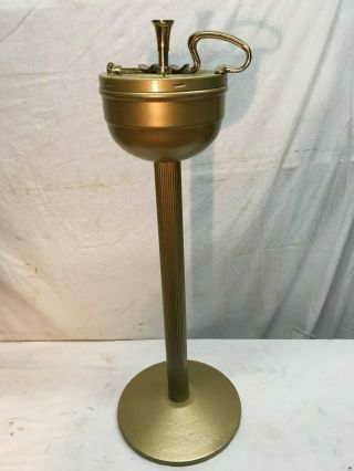 Vtg Pedestal Ashtray Mid Century Smoking Stand Gold Guild,  26in Tall 2