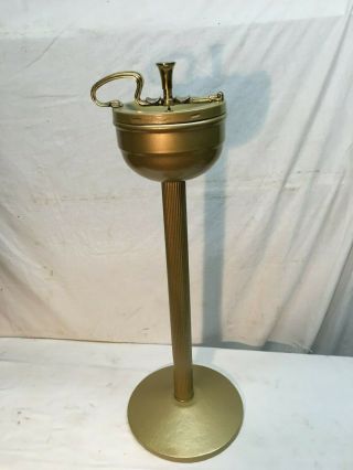 Vtg Pedestal Ashtray Mid Century Smoking Stand Gold Guild,  26in Tall 3