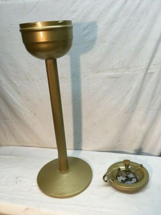 Vtg Pedestal Ashtray Mid Century Smoking Stand Gold Guild,  26in Tall 4