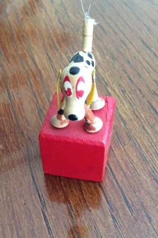 Vintage Happy The Barking Dog Wood Push Button Puppet Toy