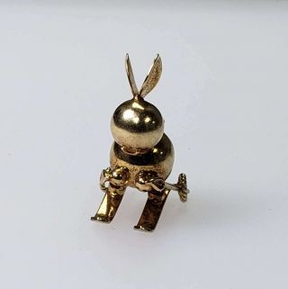 Vintage GES GESCH 3D Ski Bunny Pendant Charm 14k Yellow Gold QT - SB13 5