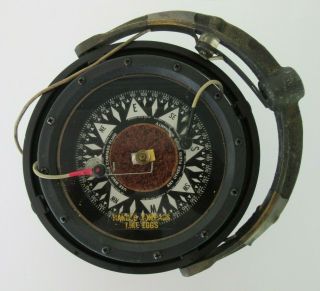Vintage Wood Freeman Metal Autopilot Mig Control Marine Ship Nautical Compass