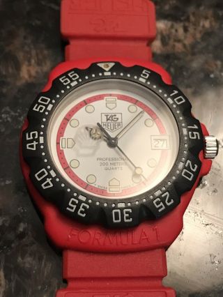 Rare Shell Tag Heuer Black Red Formula 1 F1 Mid Unisex 34mm Swiss Watch 385.  513