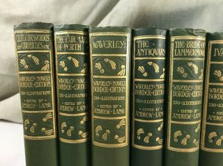 Waverley Novels Sir Walter Scott Antique Art Nouveau Style Books Decor Linen 3
