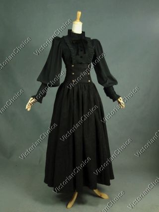 Victorian Black Gothic Witch Vintage Dress Set Theatrical Steampunk Wear D187