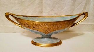 Antique (1889 - 1906) Lenox American Belleek Pedestal Bowl 12 " Hand Painted Gold