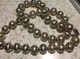 Vintage Sterling Large Bead 26” Necklace Over 120 Grams