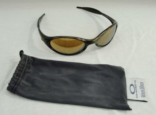 Vintage Oakley Eye Jacket 1.  0 Metallic Bronze Gold Iridium Lenses Sunglasses