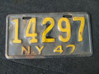 Vintage 1947 Ny York Motorcycle License Plate