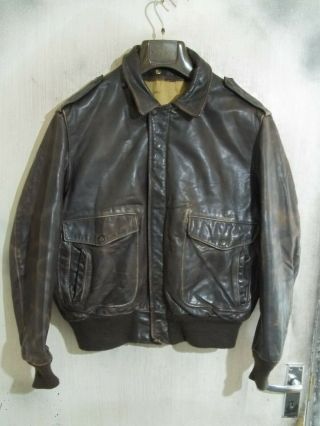Vintage Schott Sm Usa Issue Leather A2 Flying Jacket Size 44