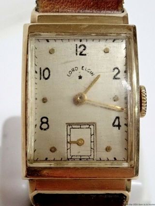 Art Deco Lord Elgin 559 Vintage 14k Yellow Gold Mens 21j Running Watch