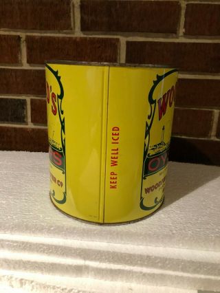 Vintage 1 Gallon Woodfield’s Oyster Tin/Can 1950’s With Lid 3