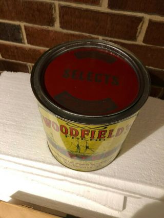 Vintage 1 Gallon Woodfield’s Oyster Tin/Can 1950’s With Lid 5