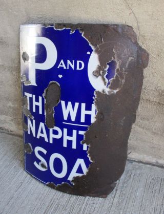 Vintage Advertising Sign - Metal/procelain - P&g - The White Naphtha Soap