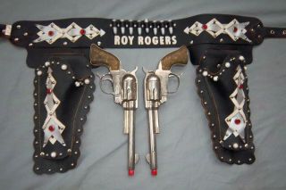 Official Boxed Classy Roy Rogers toy cap gun holster rig pistols rarely see 11