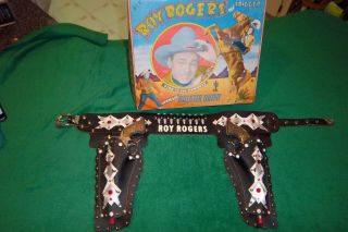Official Boxed Classy Roy Rogers Toy Cap Gun Holster Rig Pistols Rarely See