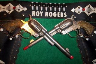 Official Boxed Classy Roy Rogers toy cap gun holster rig pistols rarely see 6