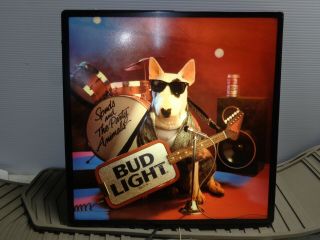 Vtg Spuds Mackenzie Bud Light Beer Light Up Dog Sign Anheuser Busch Rare Guitar