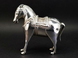 C1860,  Antique 19thc Indian Cast Solid Silver Horse Hindu Shiva Avatar Figurine